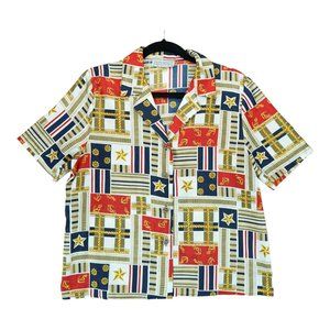 Vintage Jessica Michelle‎ Short Sleeve Top Gold Stars Anchors Rope Sz PM Petites